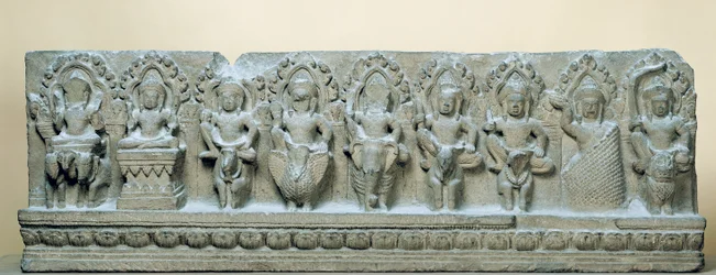 Frieze depicting nine divinities